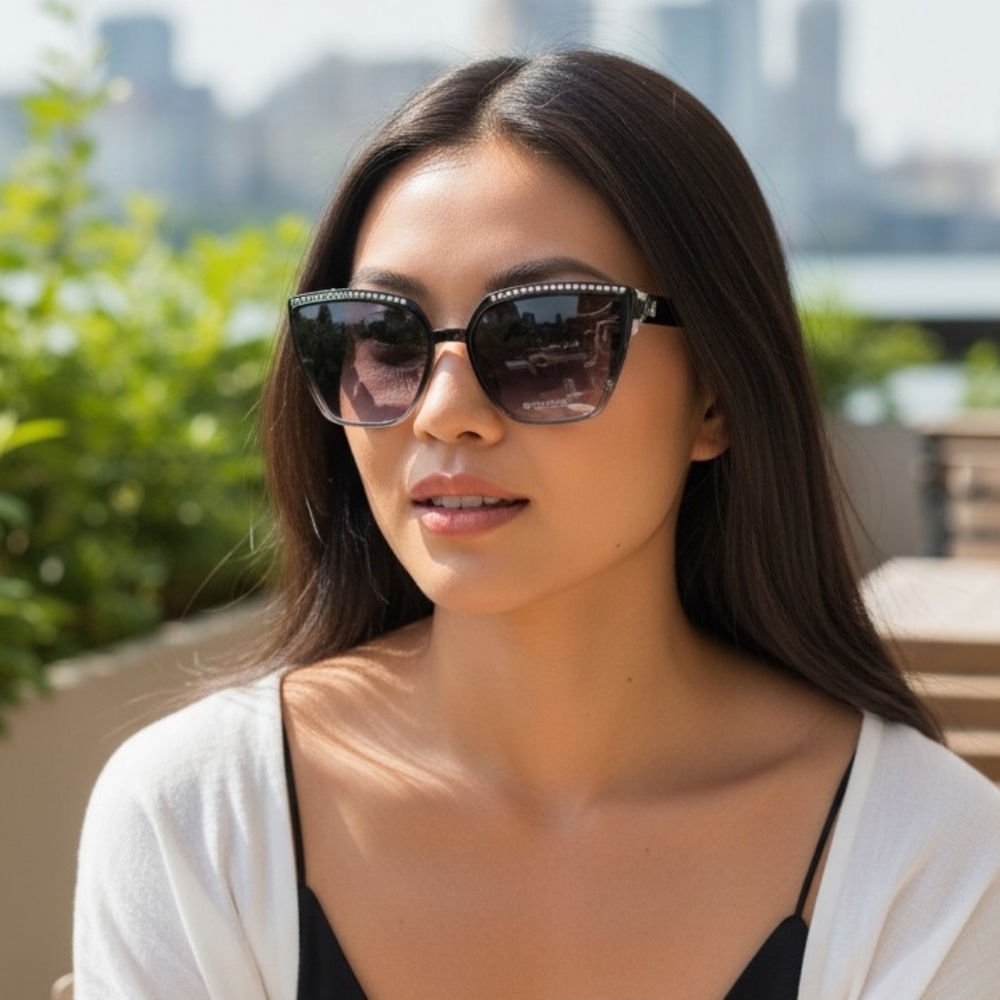 Rocawear Black Sunglasses with Crystal Details